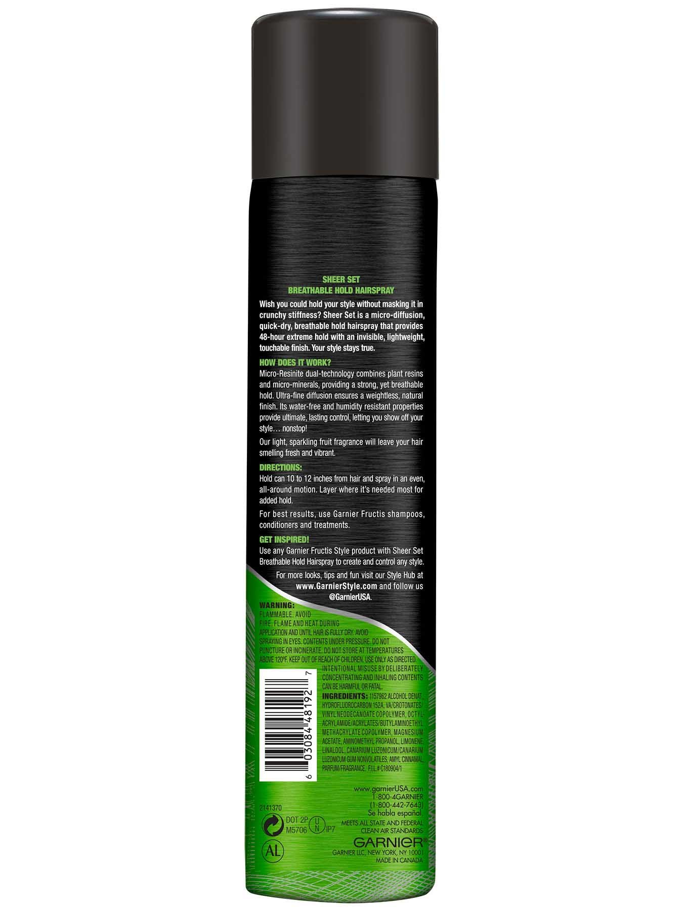 Back view of Sheer Set Extreme Hold Breathable Hairspray.